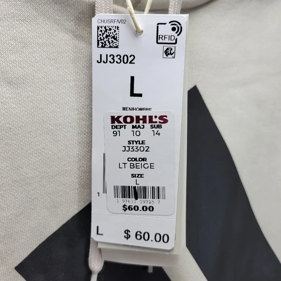 Adidas Athletic Pullover Big Logo Hoodie Sweatshirt Mens Large L Beige JJ3302 - Picture 6 of 11